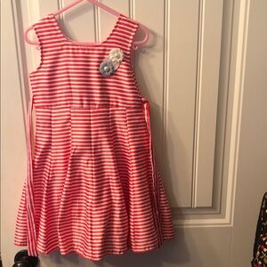 Striped Pink and White Kids Dress